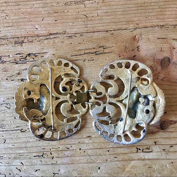 Vintage Interlocking Lionshead Brass Belt Buckle - Picture 4 of 6